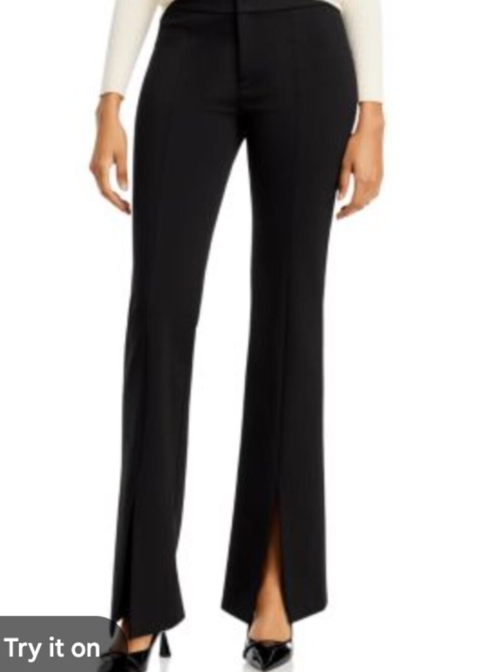 Alice + Olivia Black Boot-Cut Flare Pants with Side Stripe